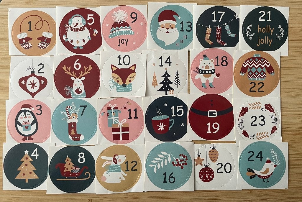 24 cijfers stickers, winter, kadootjes stickers nummering, Verzenden, Nieuw, Meerdere stickers