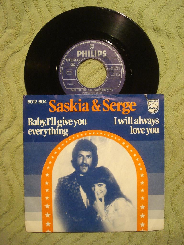 Saskia & Serge 7" Single: ‘Baby, I’ll give you everything’, Cd's en Dvd's, Vinyl Singles, Zo goed als nieuw, Pop, Ophalen of Verzenden