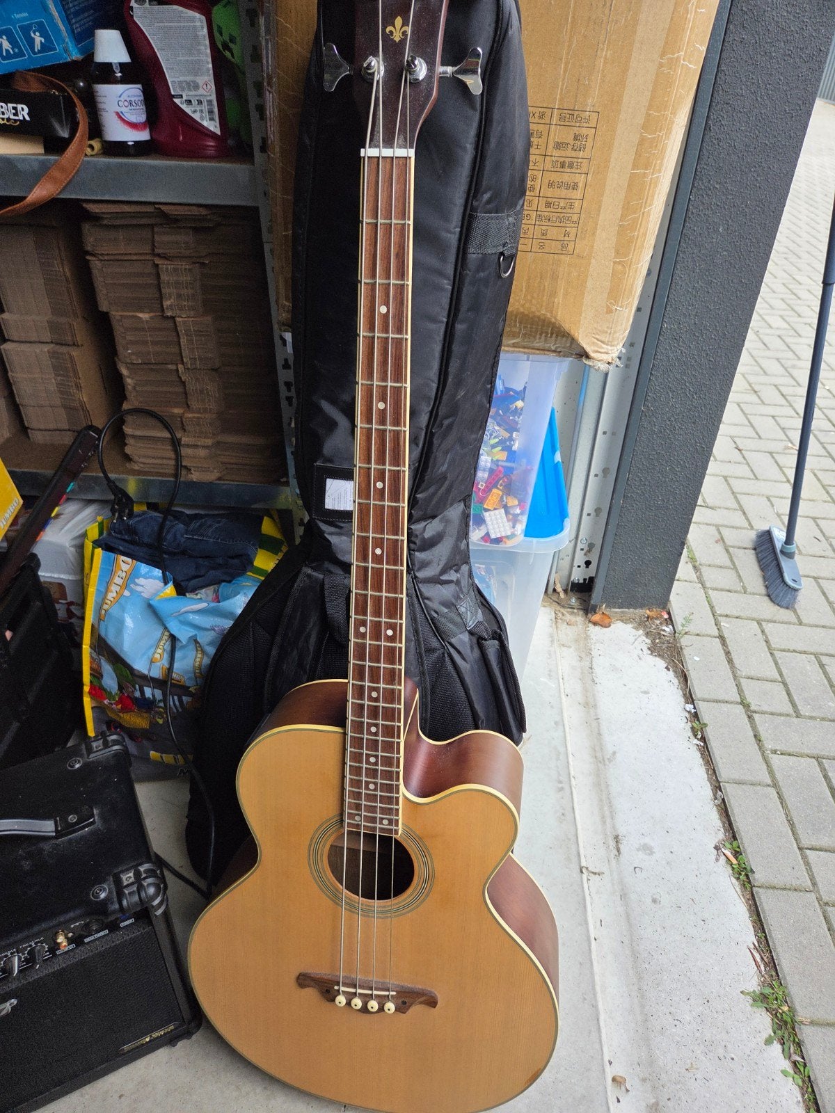 Jack&Danny Brothers ABG-1C NL akoestische basgitaar met vers, Ophalen of Verzenden, Gebruikt, Overige typen, Met (piezo-)element