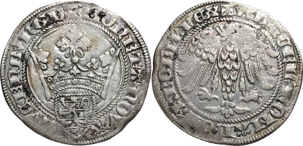 Gros 1383 tot 1388, Luxemburg, Wenceslaus II, Ophalen of Verzenden, Overige landen, Losse munt, Zilver