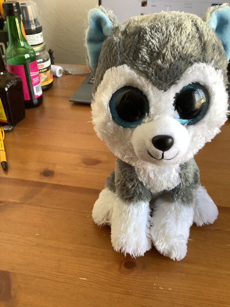 TY knuffel beanie buddy Slush Husky 22 cm, Gebruikt, Grijs, Met label, Ty