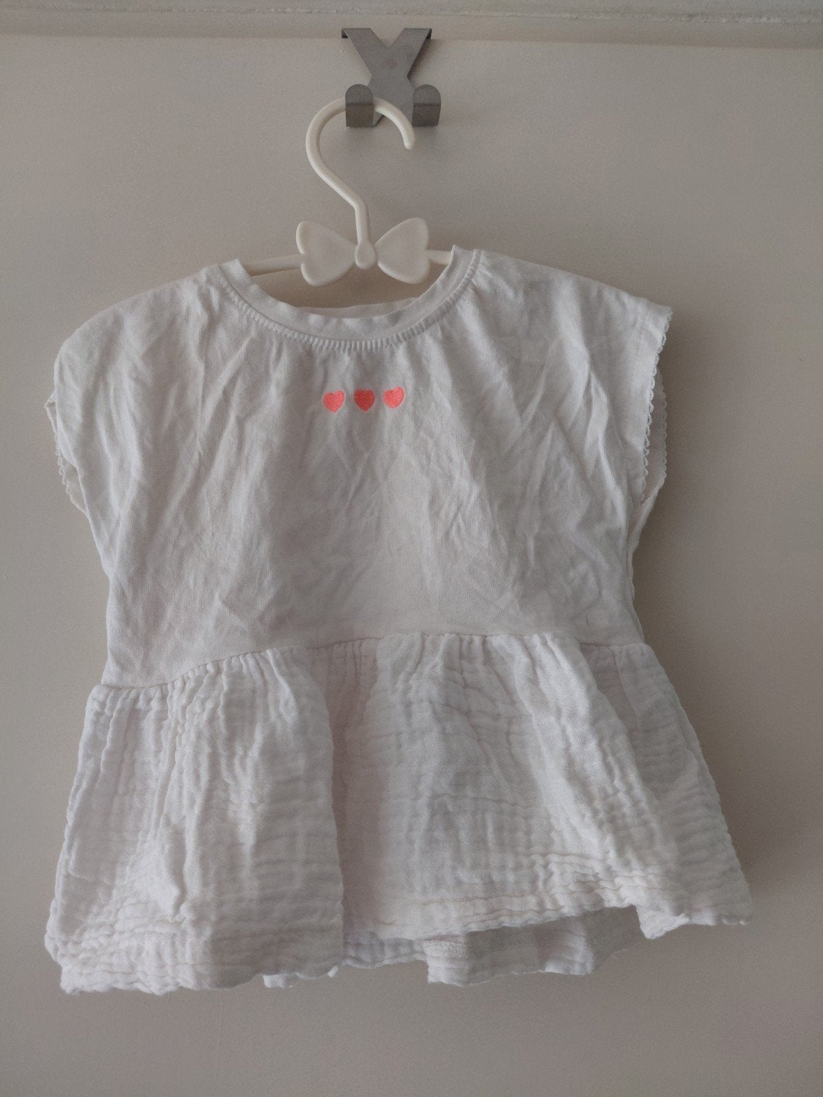 Zara Wit jurkje Hartjes - Maat 86 (1.5 jaar), Kinderen en Baby's, Babykleding | Maat 86, Meisje, Ophalen of Verzenden, Zo goed als nieuw