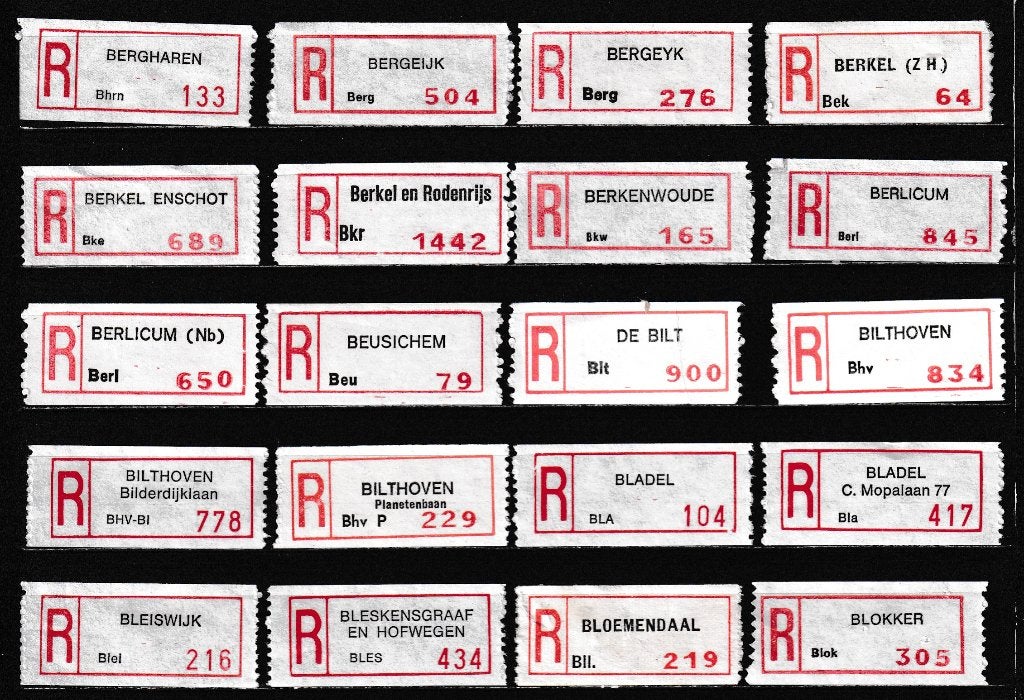 80 Verschillende Aantekenstrookjes  (11), Postzegels en Munten, Postzegels | Nederland, Verzenden, Na 1940, Gestempeld