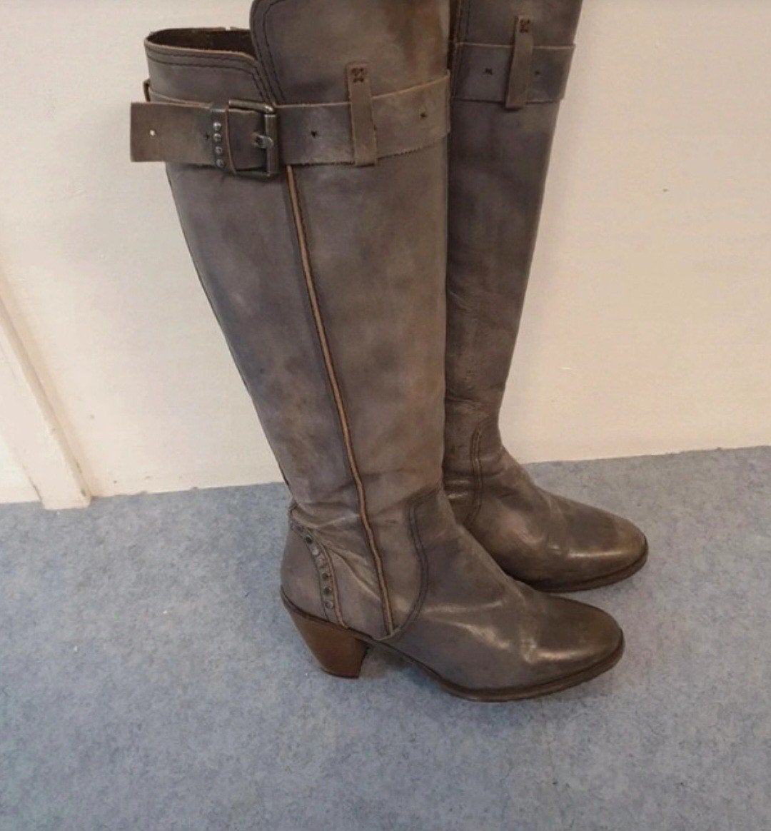 Hoge leren laarzen, made in Italy, Kleding | Dames, Hoge laarzen, Overige kleuren, Ophalen of Verzenden, Zo goed als nieuw