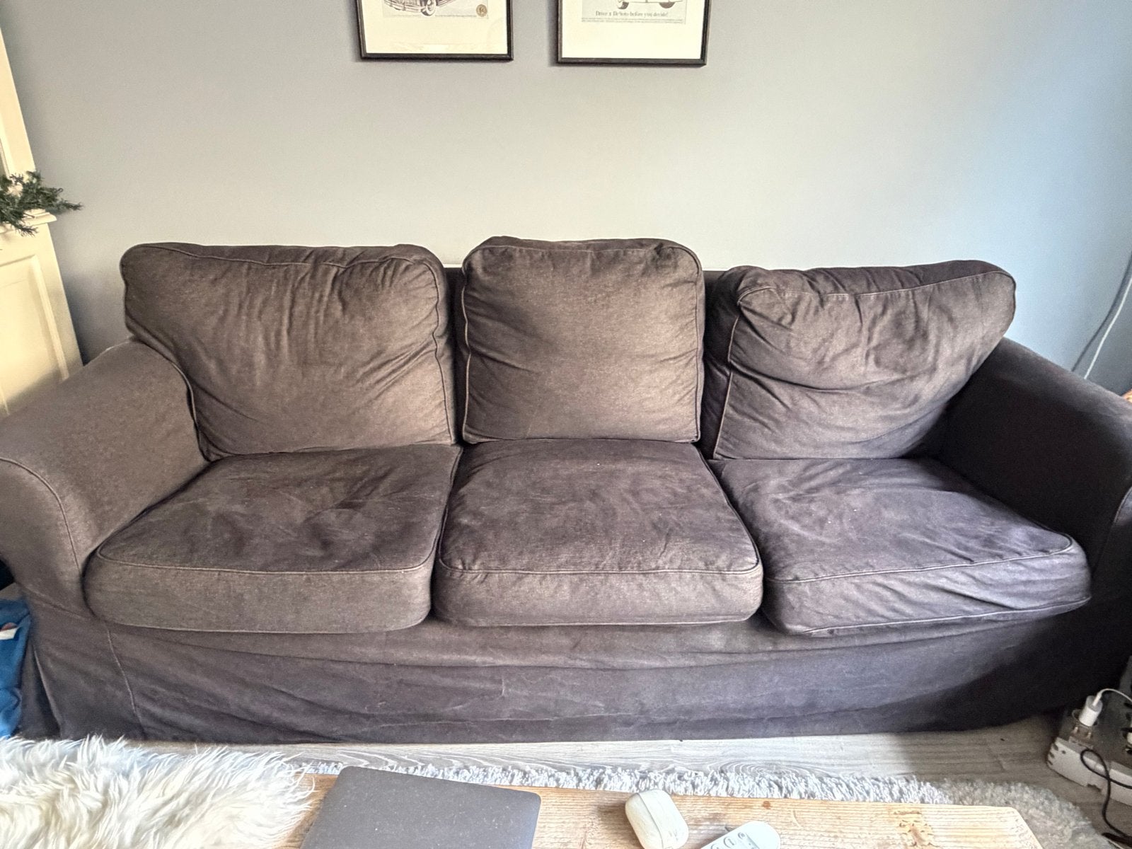 IKEA Ektorp 3-zits bank - Antraciet/Donkergrijs, Ophalen, Gebruikt, Driepersoons, 75 tot 100 cm
