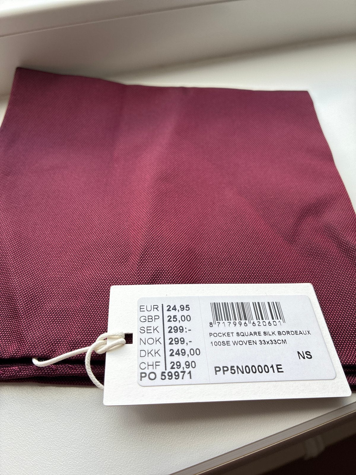 Bordeaux Zijden Pochet - Nieuw, Kleding | Heren, Ophalen of Verzenden, Nieuw, Rood, Effen