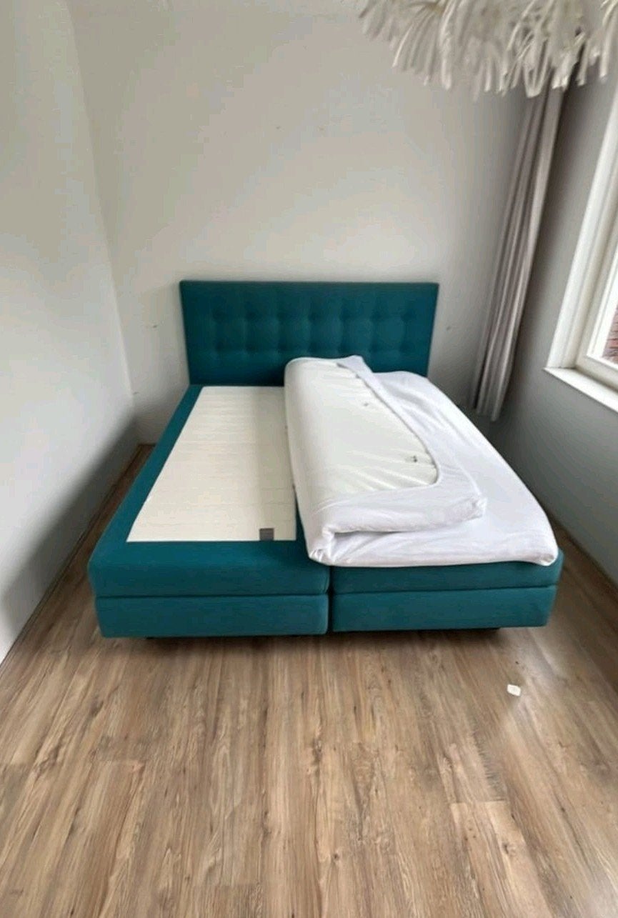 Frisse Auping boxspring in uitstekende staat (logeerbed), Ophalen, 210 cm, Tweepersoons, Zo goed als nieuw
