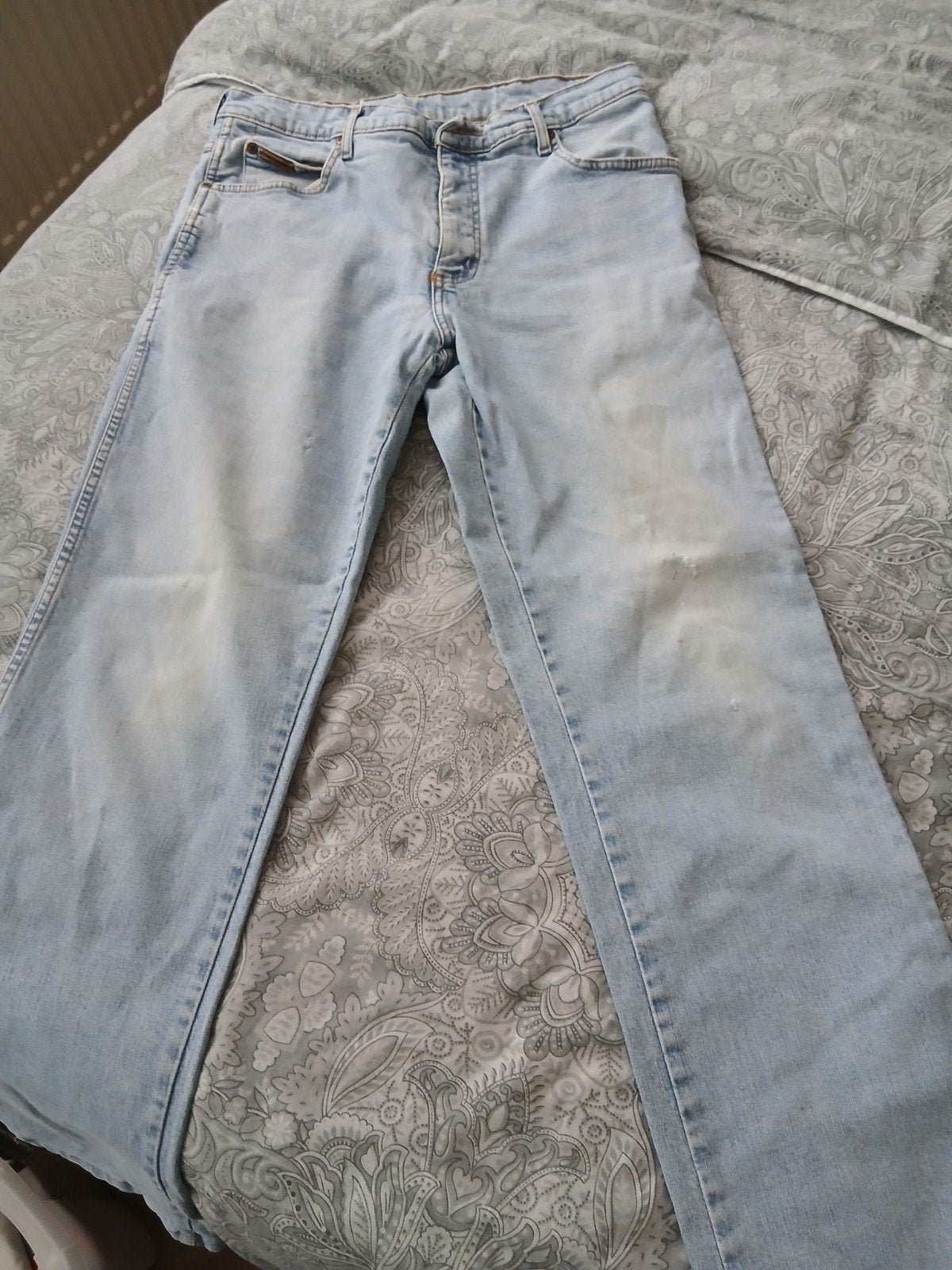 Spijkerbroek mt 33/34  wrangler,97%katoen en 3% elasthan, Ophalen of Verzenden, Gedragen, Blauw, W27 (confectie 34) of kleiner