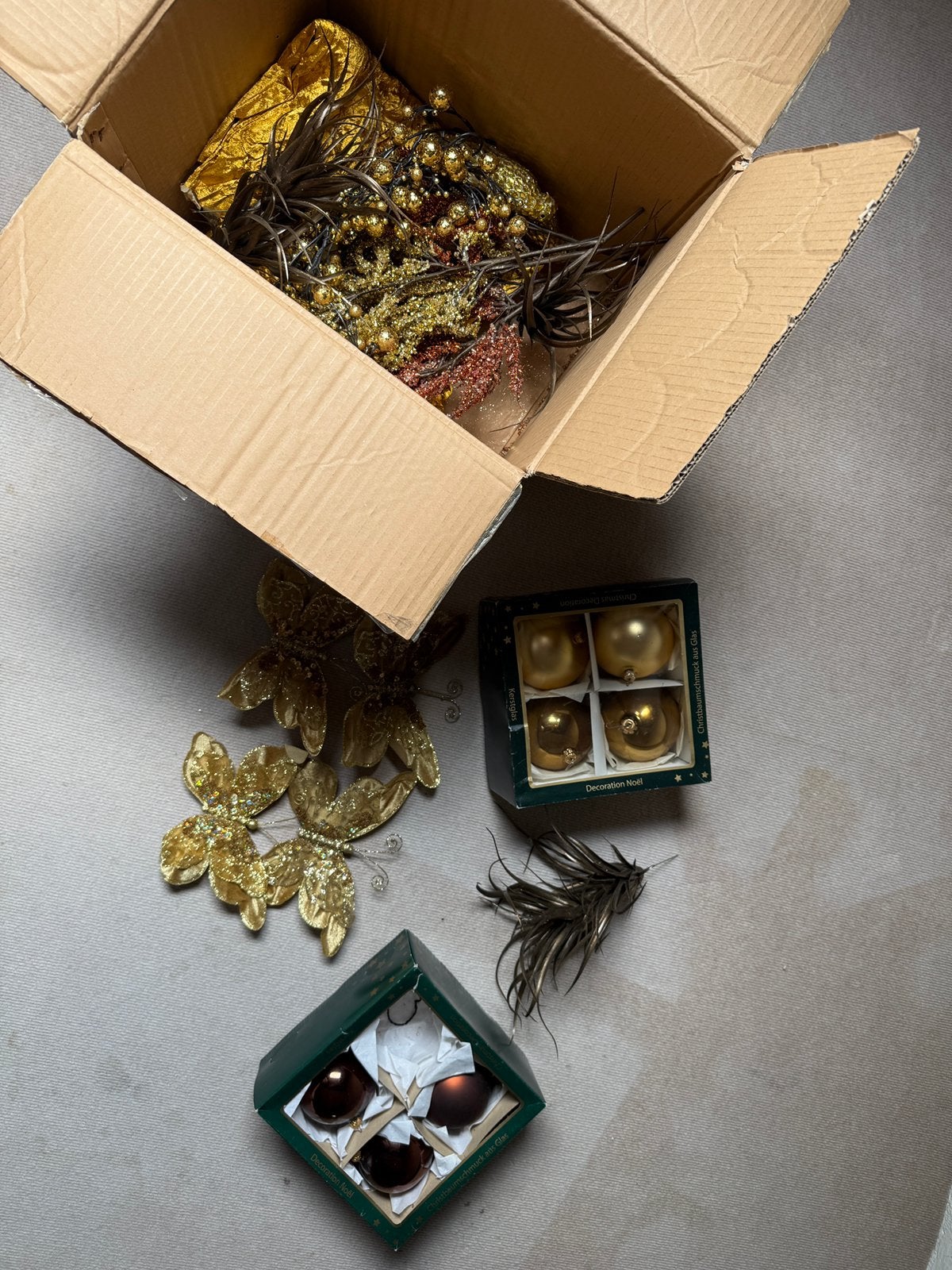 Goud bruine kerstdecoratie, Diversen, Kerst, Ophalen of Verzenden, Zo goed als nieuw