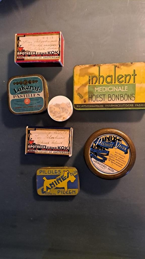 Oude pillendoosjes en blikjes, Ophalen of Verzenden, Gebruikt, Verpakking