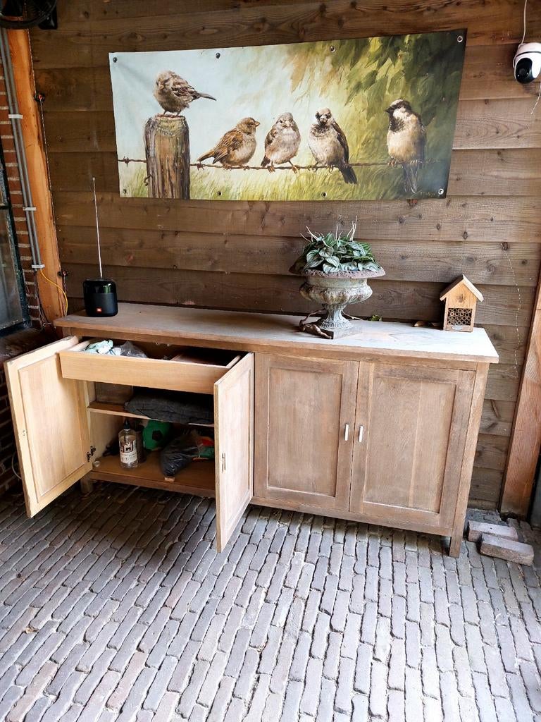 Vergrijsd eiken dressoir, Ophalen of Verzenden, Hout, Overige typen