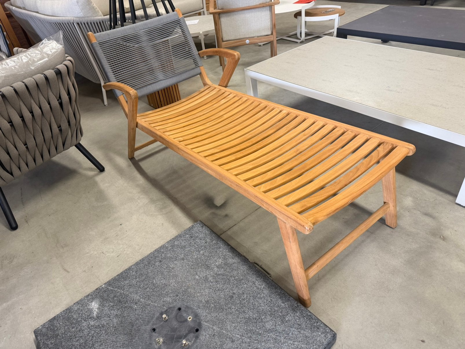 Nog 1 Luxe SUNS ligbed - sunlounger teak met rope, Tuin en Terras, Ophalen, Suns, Roystore.nl@gmail.com, Teakhout
