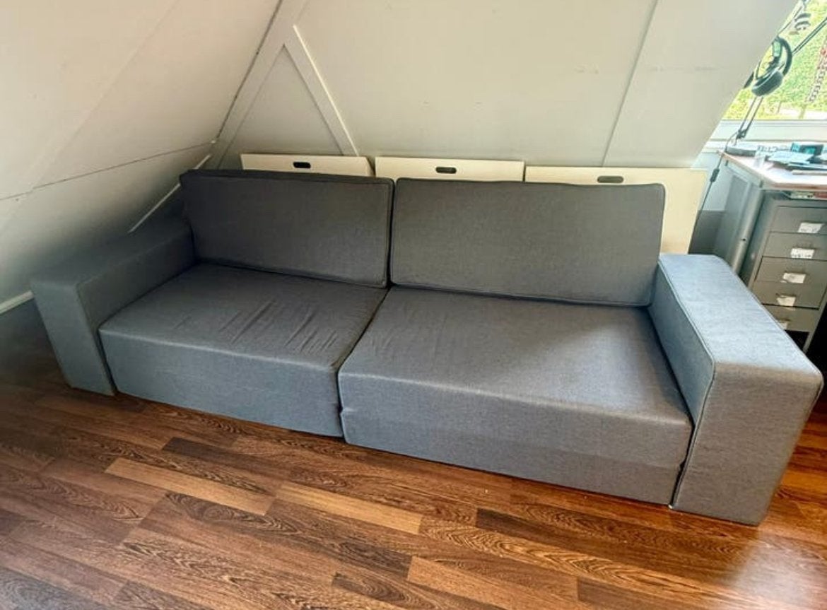 Vidaxl slaapbank - Grijs, 2-3 persoons, Ophalen, 75 tot 100 cm, Rechte bank, Stof