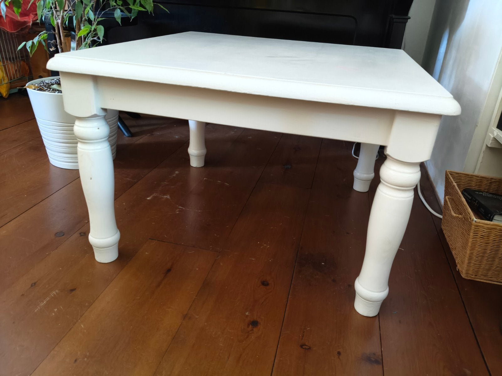 vierkant houten tafeltje, Ophalen, Gebruikt, 50 tot 100 cm, Vierkant
