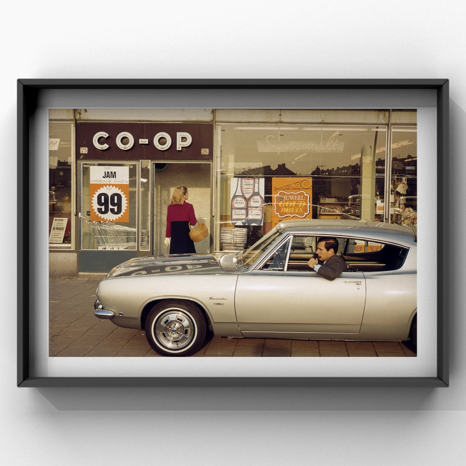 1x Waiting on Groceries, 1969  Plymouth Barracuda fotografie, Ophalen, Minder dan 50 cm, Oorspronkelijke maker, Nieuw