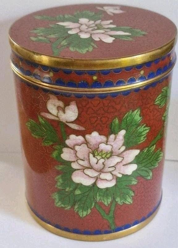 Vintage Cloisonné Bus met Bloemenpatroon - Rood en Goud, Ophalen of Verzenden