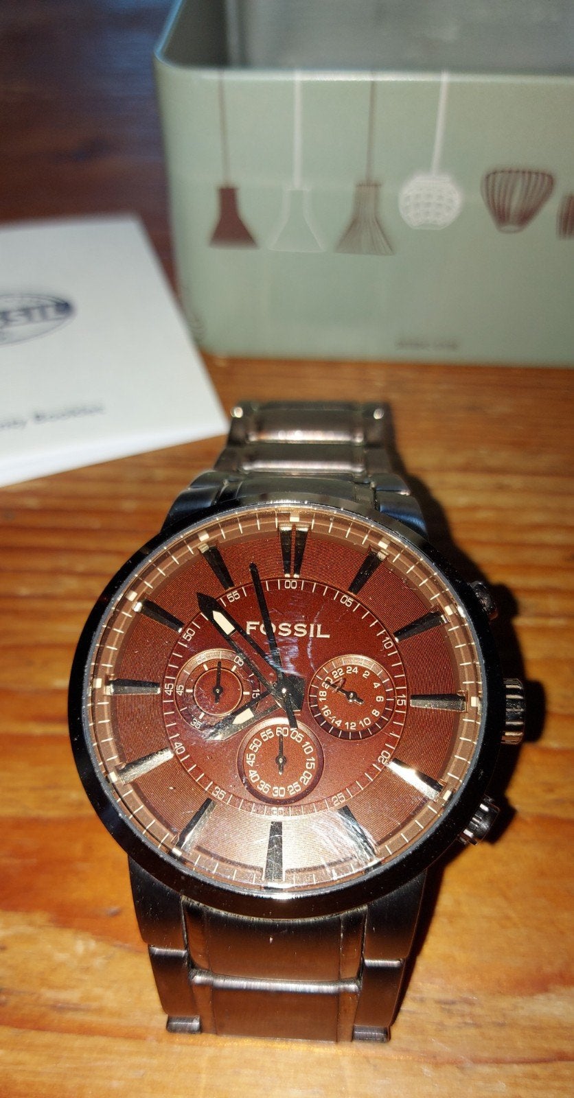 Fossil horloge FS-4357 met doos en boekje, Overige merken, Staal, Staal, Polshorloge