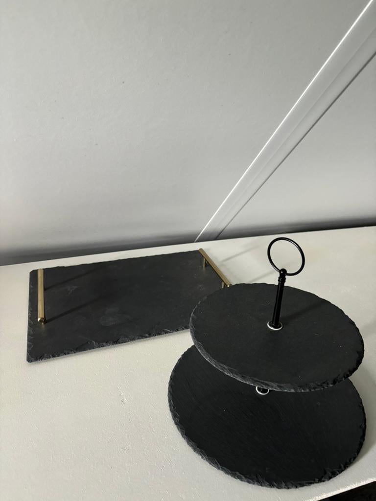 Leisteen etagere en dienblad, Ophalen of Verzenden, Nieuw