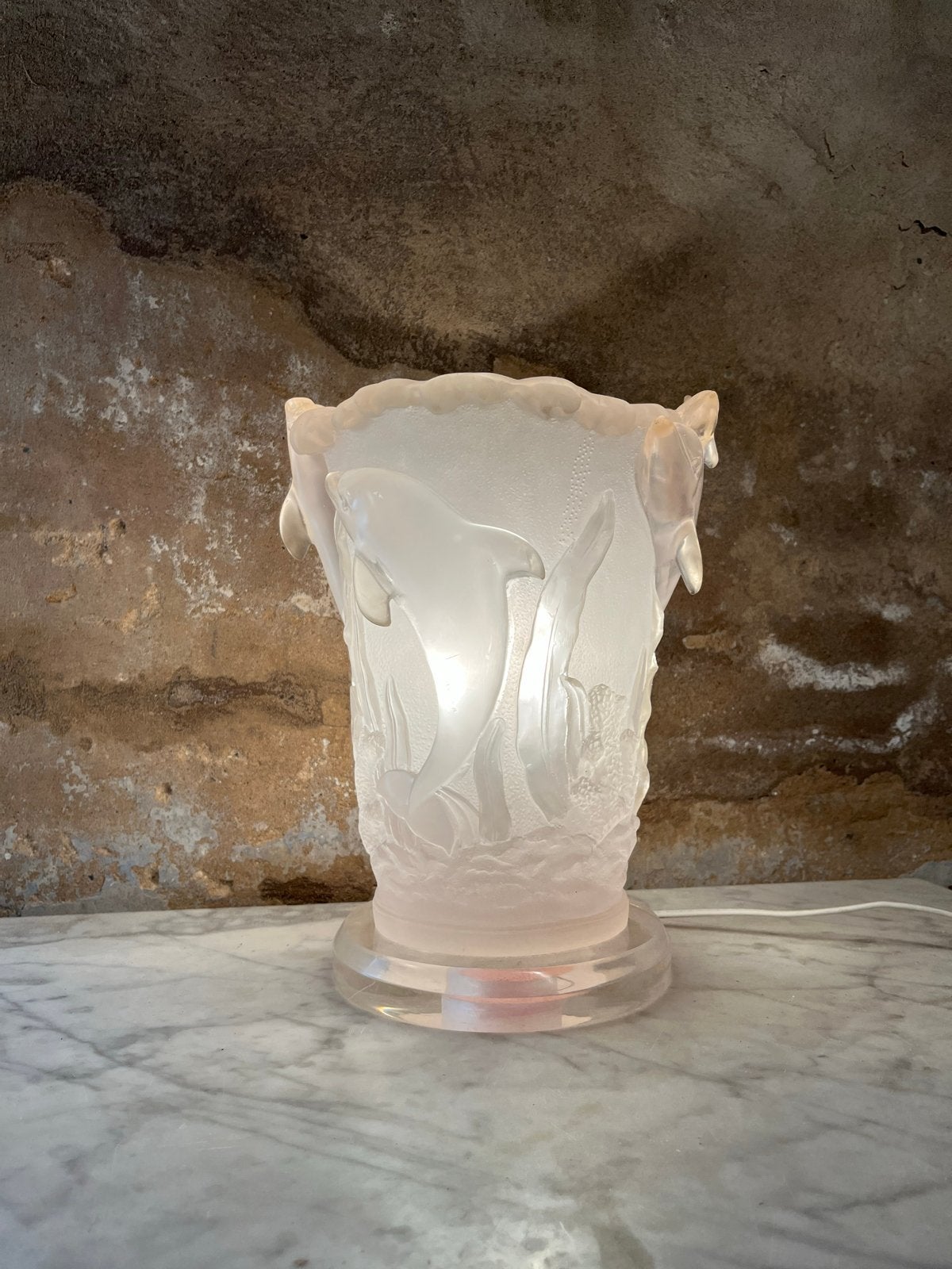 Vintage Art Deco Stijl Kunststof Dolfijn Tafellamp, Ophalen of Verzenden