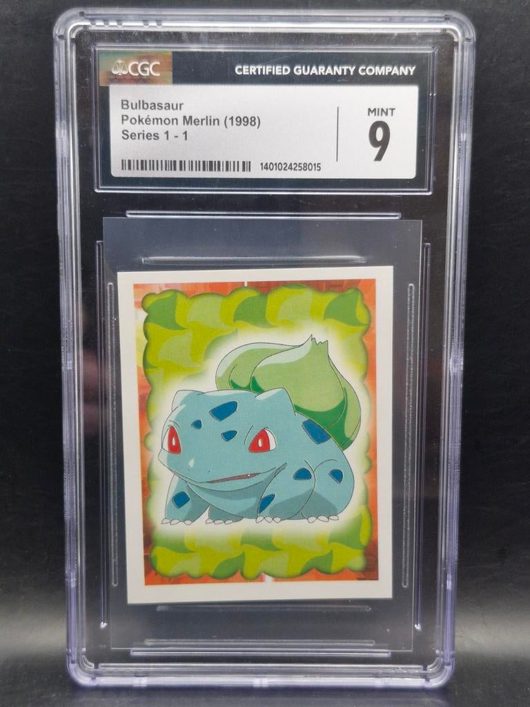 Bulbasaur merlin 1998 Series 1 CGC 9 mint, Hobby en Vrije tijd, Verzamelkaartspellen | Pokémon, Verzenden, Zo goed als nieuw, Losse kaart