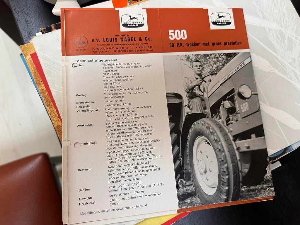 Oude folder John Deere Lanz 500 trekker jaren '60, Ophalen of Verzenden, Zo goed als nieuw, Overige typen