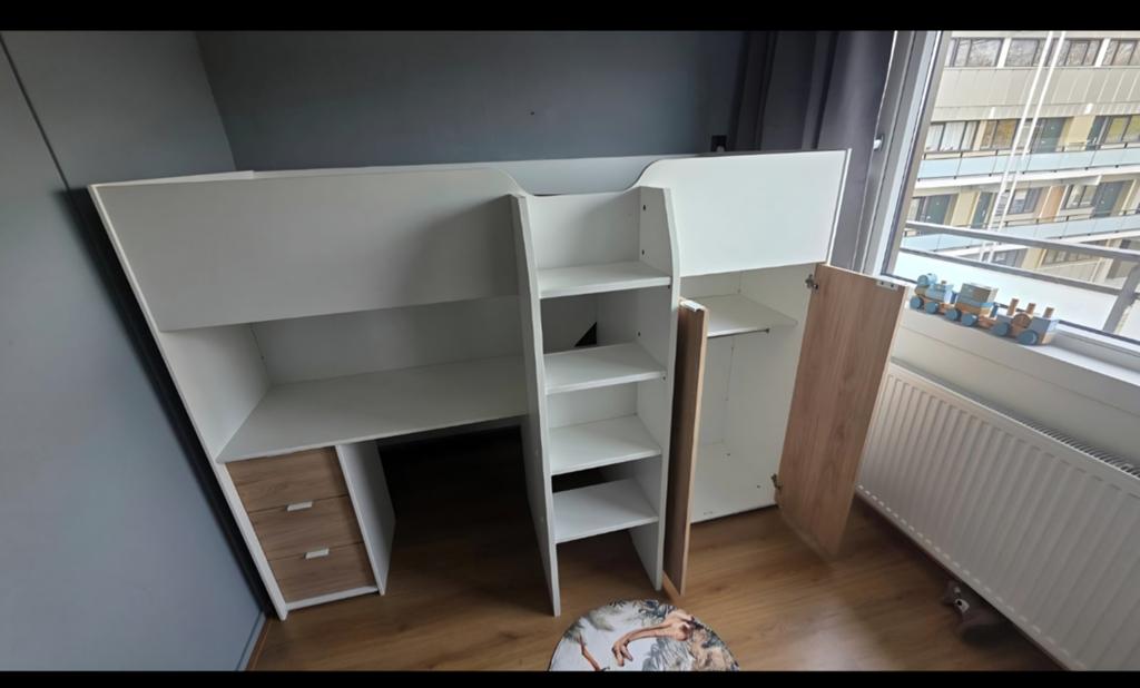 Mooie halfhoogslaper met bureau en kledingkast, Ophalen of Verzenden, Gebruikt
