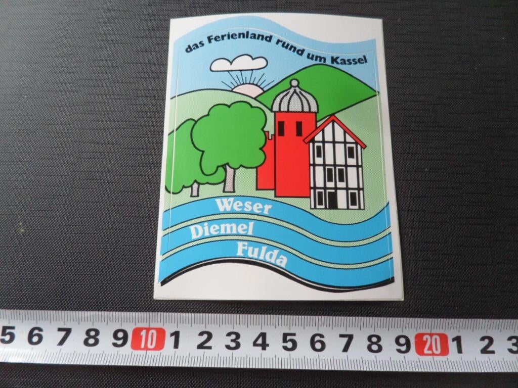 sticker Duitsland das Ferienland rund um Kassel Weser Diemel, Ophalen, Zo goed als nieuw