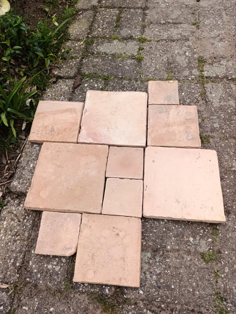 Terracotta tegels restpartij wildpatroon, Ophalen, Gebruikt, Minder dan 20 cm, Minder dan 5 m²