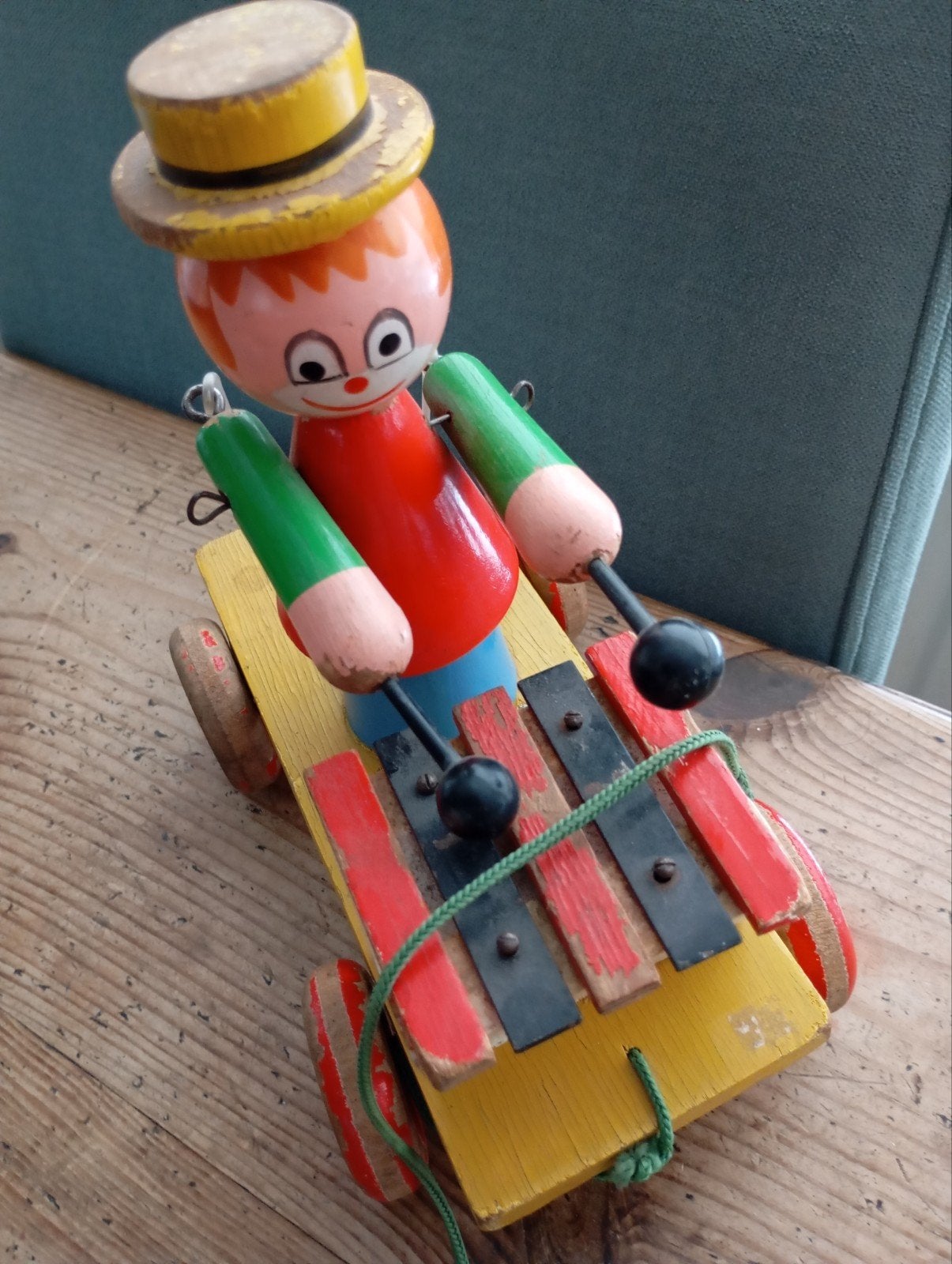 Vintage Muziek Speelgoed Trommel  Trek koord Kind, Ophalen of Verzenden