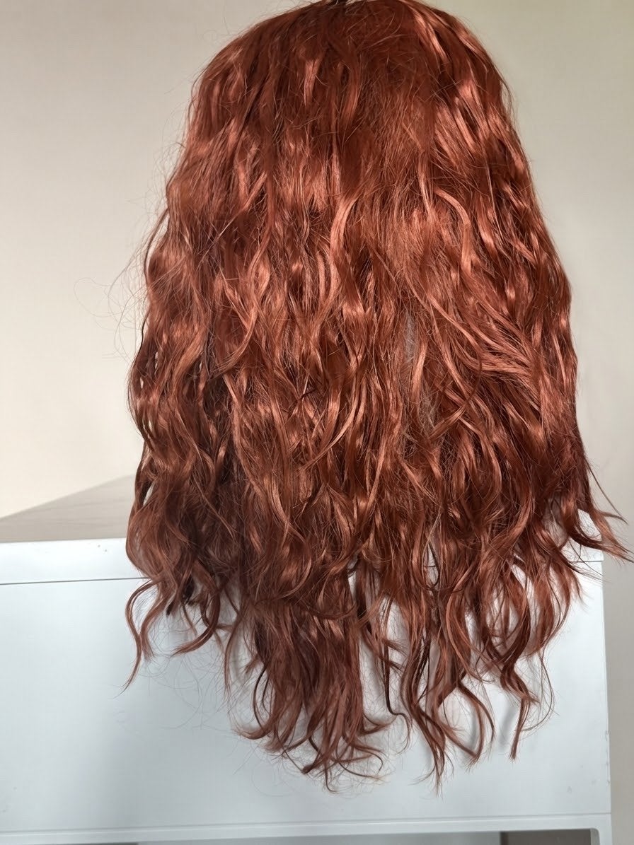 Koperkleurige Krullende Haarverlenging met Clips, Ophalen of Verzenden, Zo goed als nieuw, Pruik of Haarverlenging