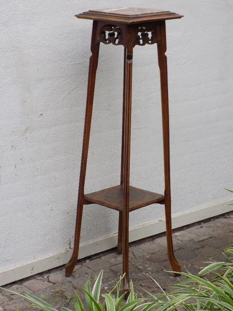 Plantentafel Jugendstil Art nouveau marmeren blad antiek, Ophalen, Gebruikt, Hout
