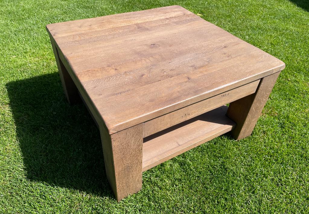 Salontafel donker eiken, Ophalen, Gebruikt, 50 tot 100 cm, Eikenhout