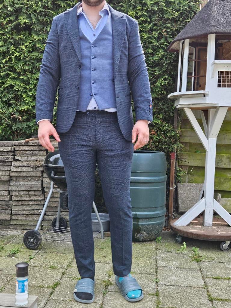 Trouwpak, Kleding | Heren, Ophalen of Verzenden, Zo goed als nieuw, Maat 56/58 (XL), Blauw
