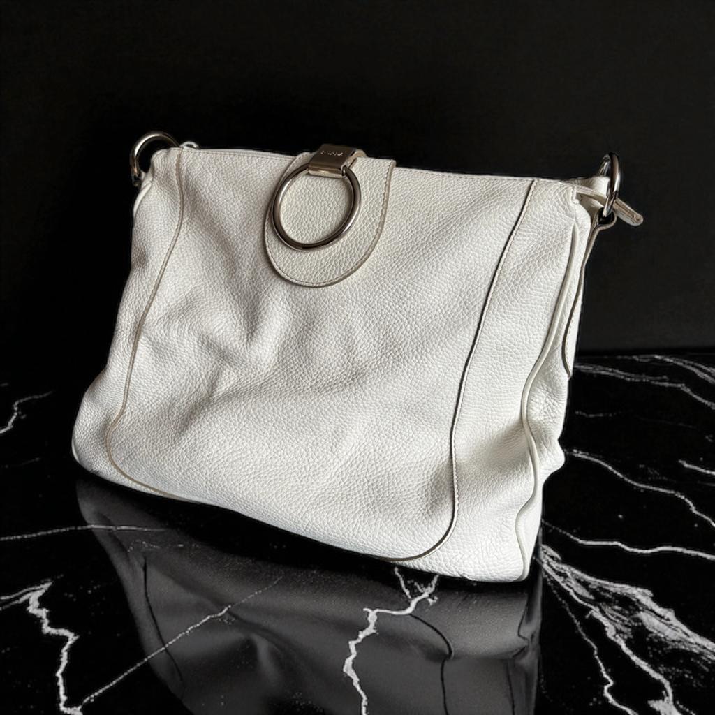 Schitterende lederen Furla tas - in off white, Sieraden, Tassen en Uiterlijk, Tassen | Damestassen, Ophalen of Verzenden, Zo goed als nieuw