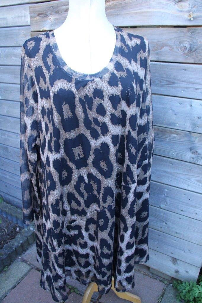 Jurk bruin/ zwart Yoek mt 50/52 Vaste prijs, Kleding | Dames, Grote Maten, Yoek, Ophalen of Verzenden, Zo goed als nieuw, Jurk