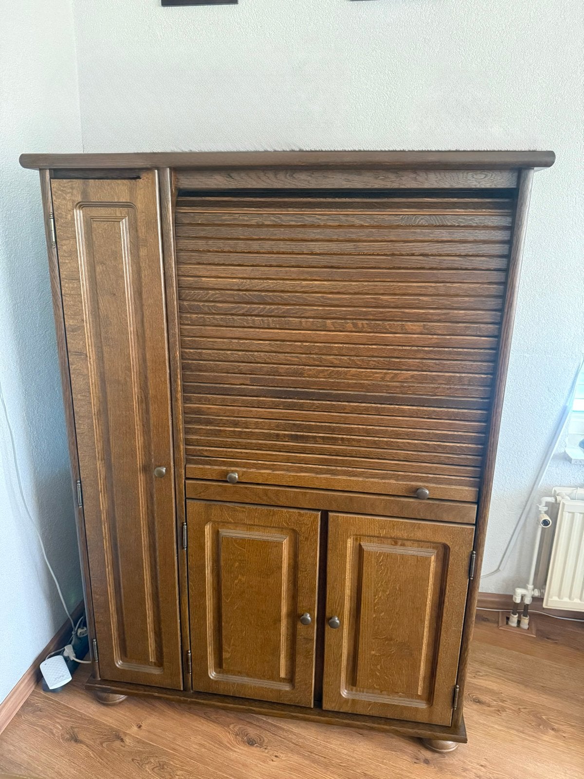 Massief eikenhouten computerkast met rolluik, Huis en Inrichting, Kasten | Computermeubels, Ophalen, Gebruikt, 70 tot 120 cm, 40 tot 80 cm