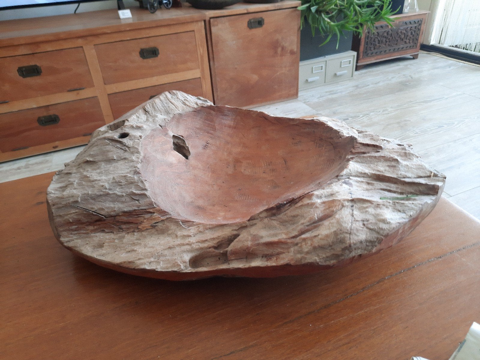Mooie grote teakhouten schaal, Ophalen, Rechthoekig, Hout