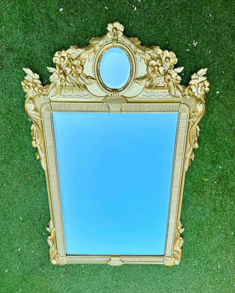 Klassieke vintage gouden trumeau spiegel DeKnudt, Ophalen, Minder dan 50 cm, Zo goed als nieuw, Minder dan 100 cm