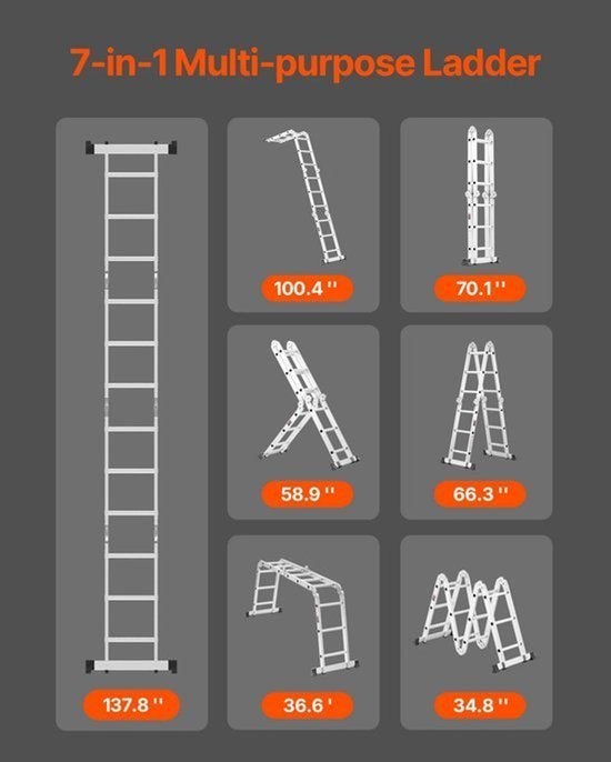 Multifunctionele Vouwladder – 7-in-1 Ladder – Vouwtrap, Corvance B.V., Verzenden, Nieuw, Corvancebol@gmail.com