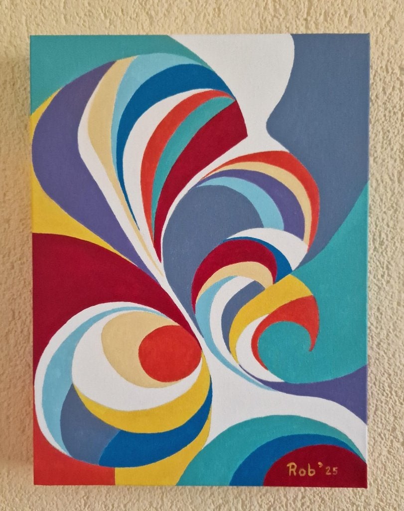 Abstract Kleurrijk Kunstwerk Zelf geschilderd, Ophalen