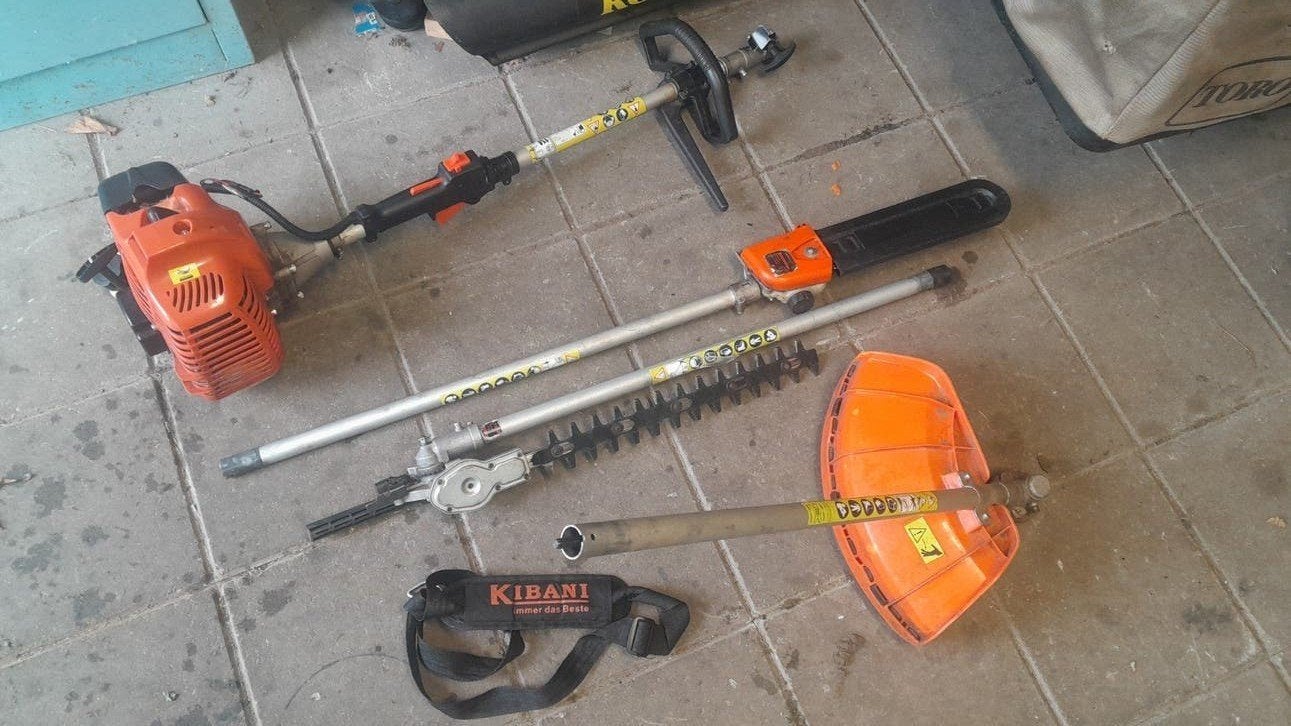 kantenmaaier kibani stokheggenschaar Stokkettingzaag combi, Ophalen, Gebruikt, 30 tot 50 cm, Benzine