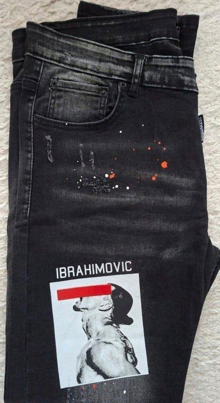 Dsquared2 Jeans Maat 52 Zwart met Ibrahimovic Print, Kleding | Heren, W36 - W38 (confectie 52/54), Dsquared2, Zwart, Nieuw