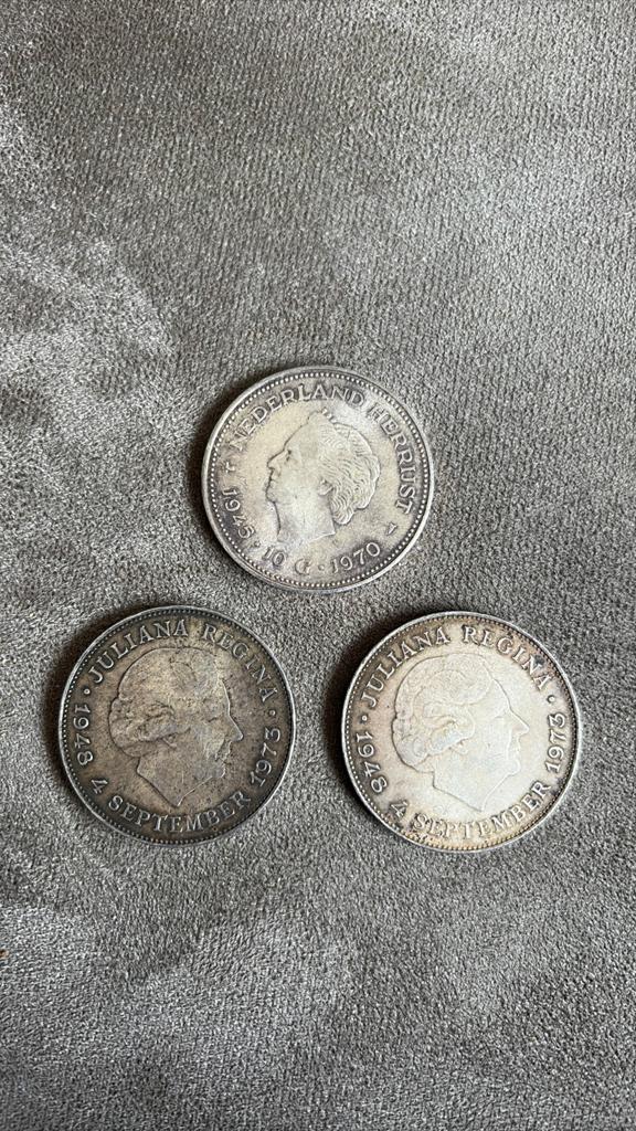 3x Zilveren Tientje (10 Gulden) 1970&1973 Set of los te koop, Postzegels en Munten, Munten | Nederland, Ophalen of Verzenden, Koningin Juliana
