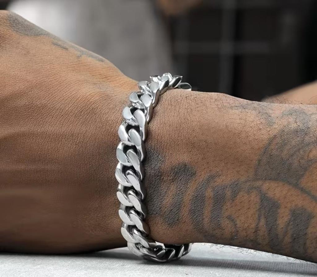 Stoere Cubaanse armband, Ophalen of Verzenden, Nieuw, Zilver, Staal