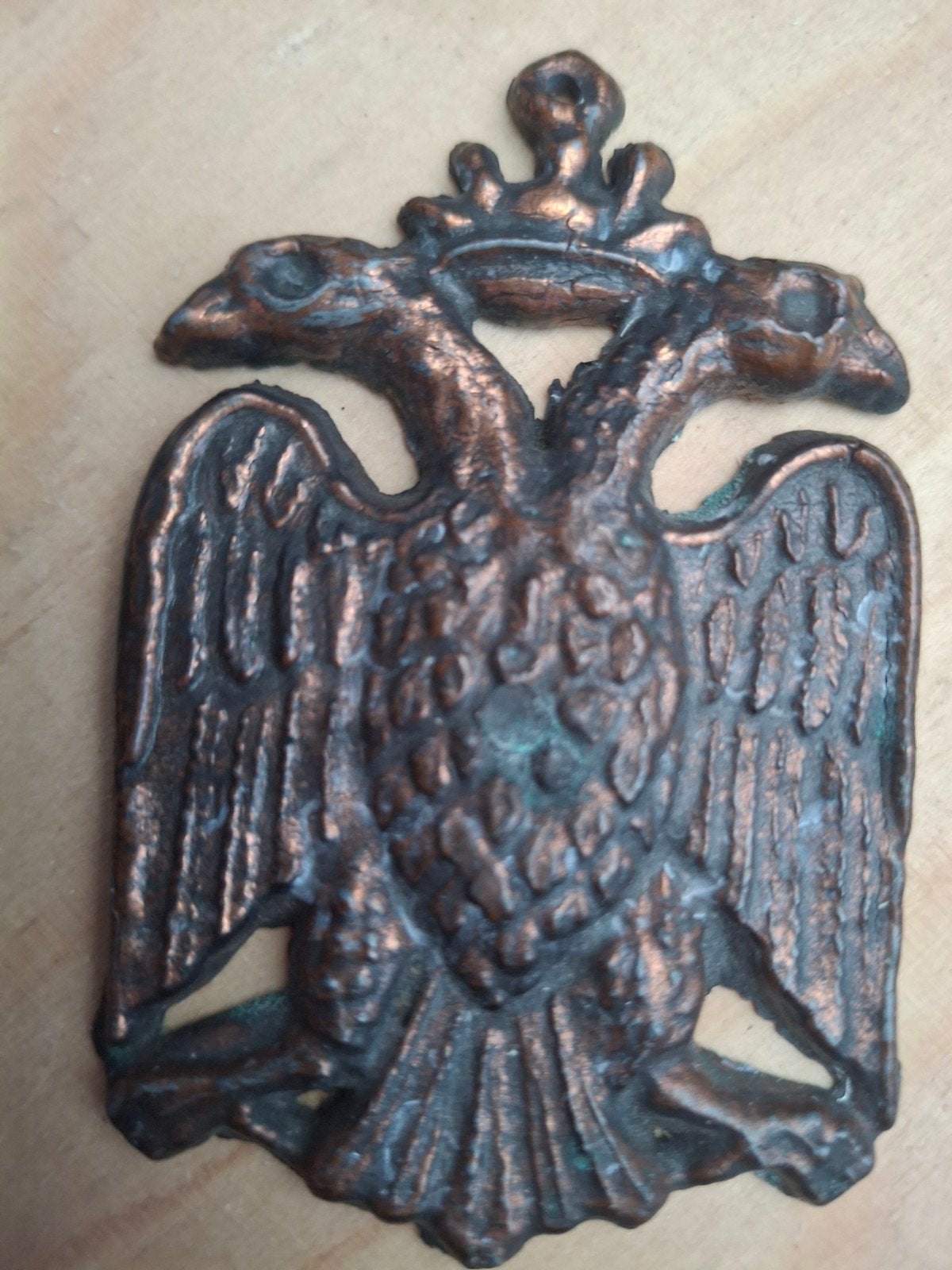 Tweekoppige Adelaar Hanger  Brons/koper Historisch Symbool, Ophalen of Verzenden