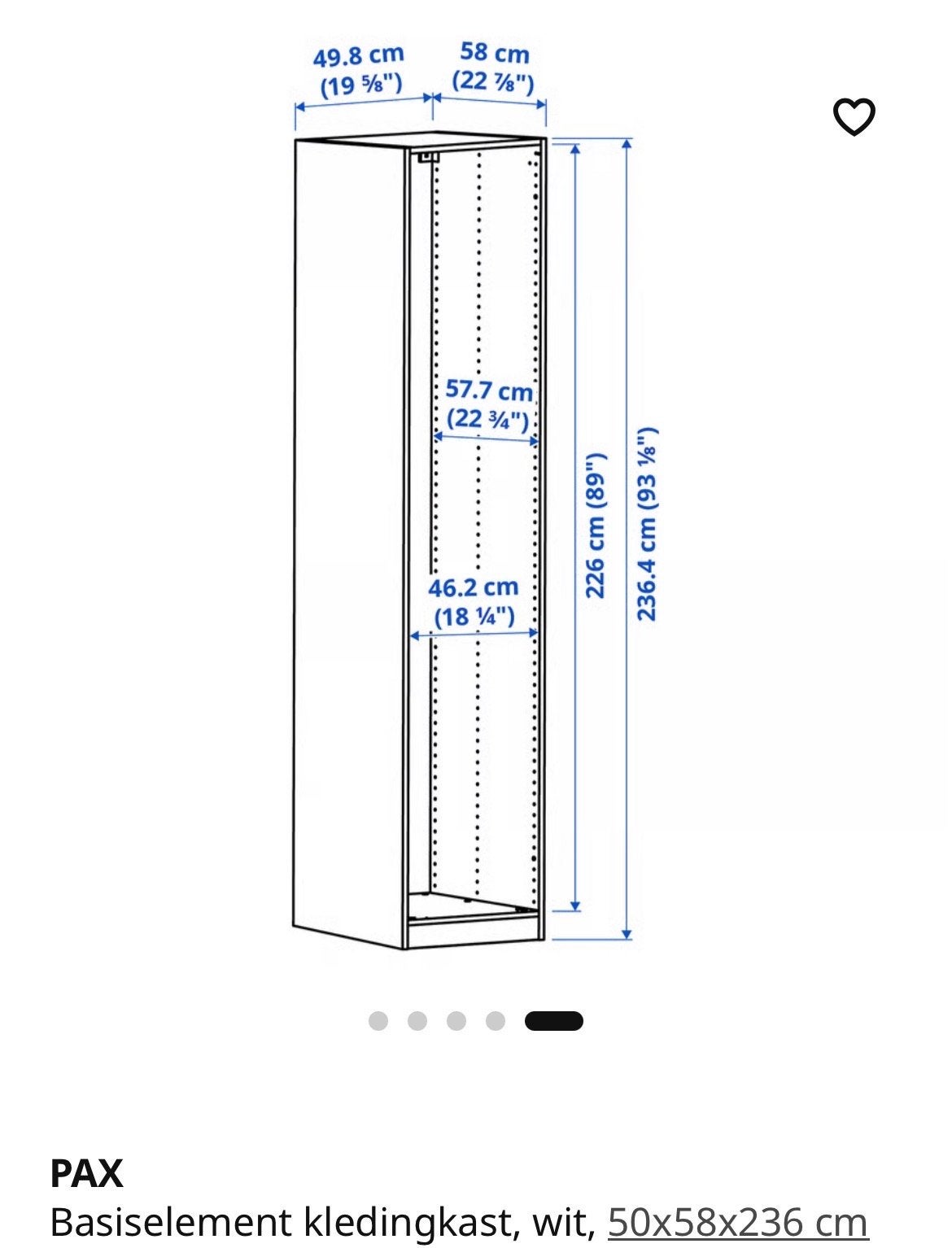 Gezocht IKEA Pax kast 50x58x236 cm, Ophalen, Gebruikt, 200 cm of meer, 50 tot 100 cm