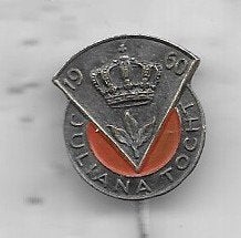 1960 JULIANA TOCHT SPELD NR 6, Ophalen of Verzenden, Gebruikt, Sport, Speldje of Pin