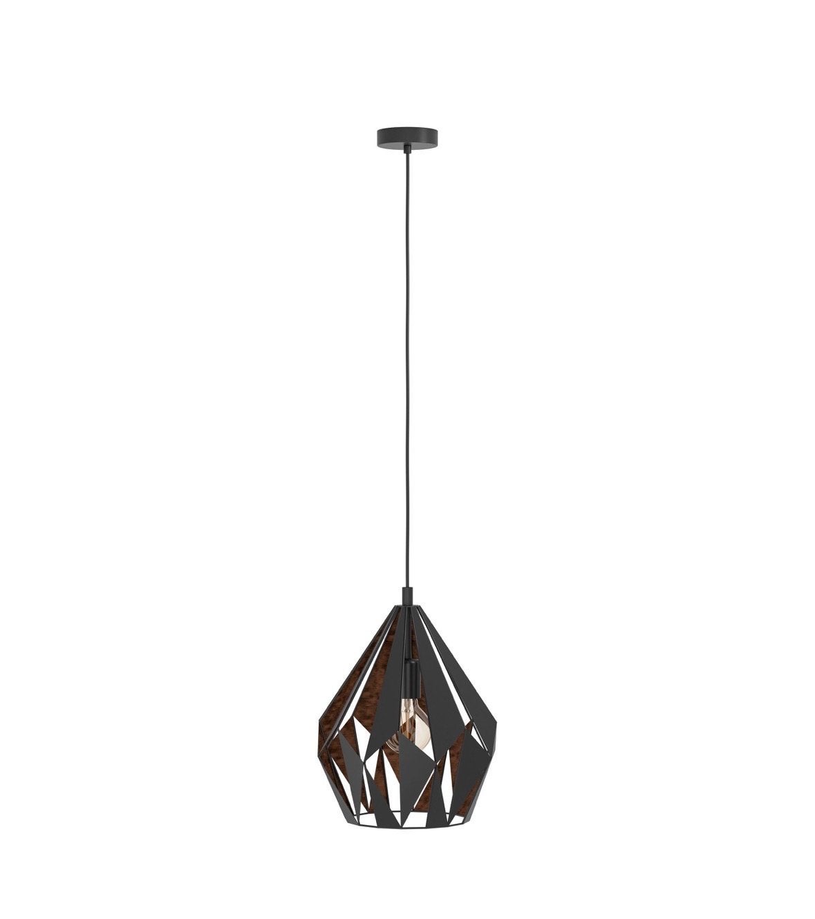 Eglo Carlton 1 Hanglamp Zwart/Koper E27 - Ø31cm, Ophalen, Gebruikt, Metaal, E27 (groot)