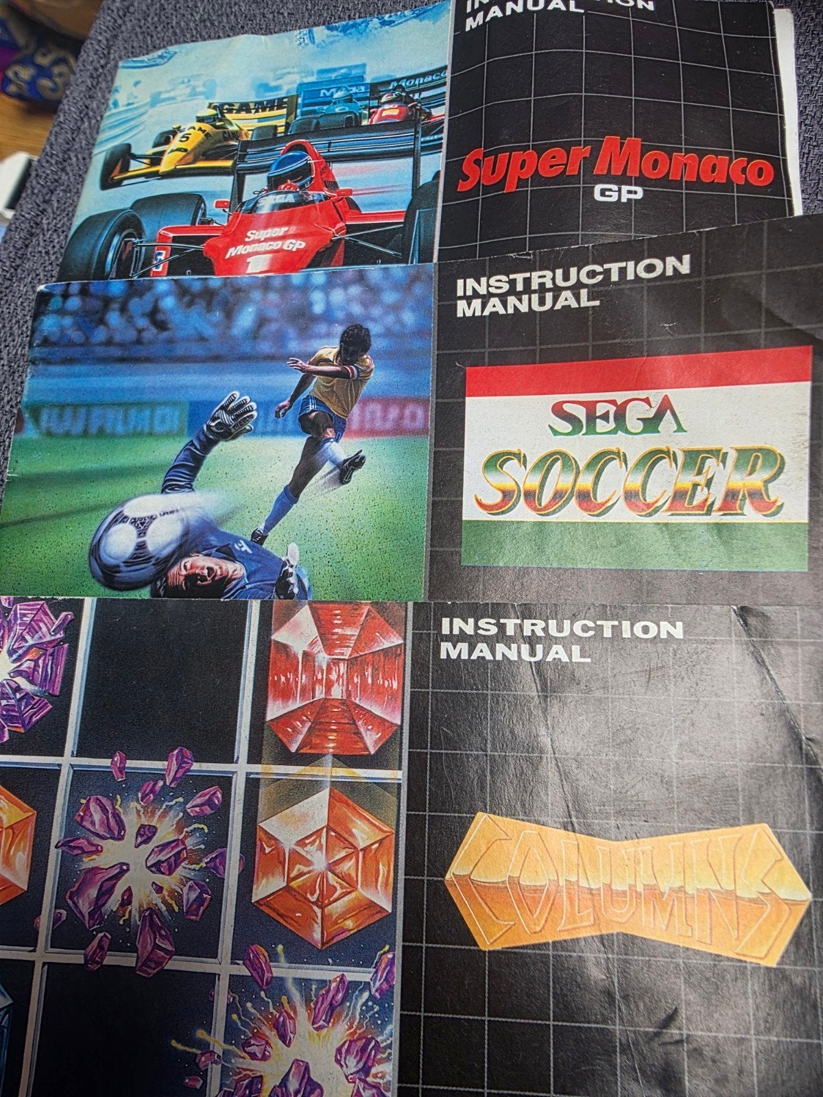 Sega Spel Boekjes: Super Monaco GP, Sega Soccer, Columns, Ophalen of Verzenden, Gebruikt, Overige genres, Mega Drive