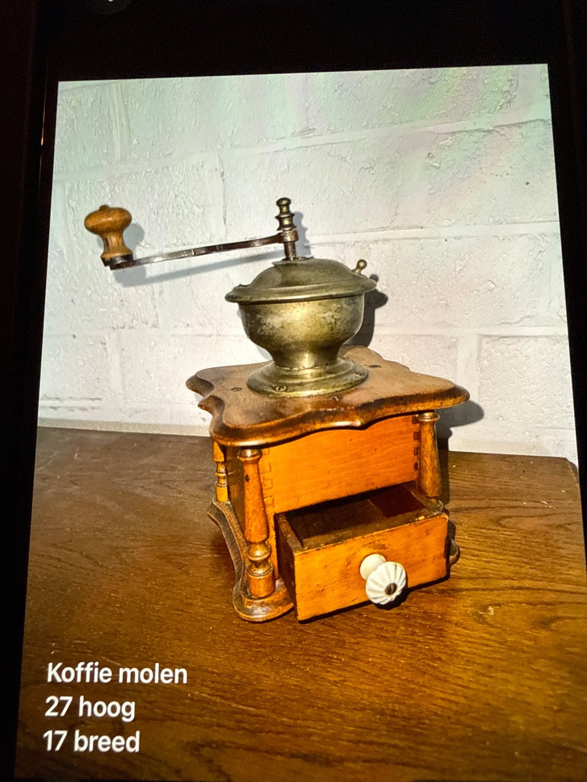 Antieke Koffiemolen - Houten Handmolen, Ophalen of Verzenden